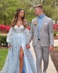 Ball Gown Sweetheart Lace Puff Sleeve Corset Prom Dresses