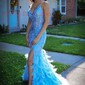Mermaid V-neck Tulle Corset Prom Dresses With Feather