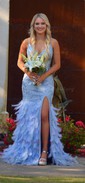 Mermaid V-neck Tulle Corset Prom Dresses With Feather