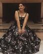 Ball Gown Square Neck Lace Floor-length Floral Prom Dresses