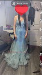 Mermaid V-neck Tulle Ruffle Prom Dresses With Beading