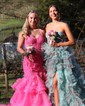 Mermaid Sweetheart Tulle Tiered Prom Dresses With Appliques