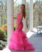 Mermaid Sweetheart Tulle Tiered Prom Dresses With Appliques