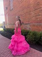 Mermaid Sweetheart Tulle Tiered Prom Dresses With Appliques