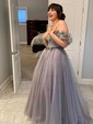 A-line Off-the-shoulder Tulle Prom Dresses With Ruched