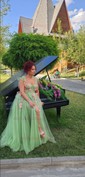 Ball Gown V-neck Tulle 3D Floral Prom Dresses