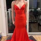 Mermaid V-neck Jersey Backless Prom Dresses