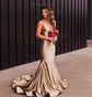 Mermaid V-neck Jersey Backless Prom Dresses With Ruched