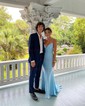 Trumpet/Mermaid V-neck Jersey Sweep Train Prom Dresses With Ruched