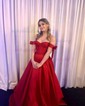 Ball Gown Off-the-shoulder Satin Sweep Train Bow Prom Dresses