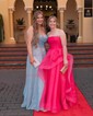 Princess Strapless Tulle Ruffle Prom Dresses