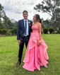 Princess Strapless Tulle Ruffle Prom Dresses