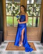 Sheath/Column Sweetheart Satin Corset Prom Dresses With Appliques