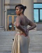 Sheath/Column Sweetheart Satin Corset Prom Dresses With Appliques