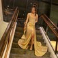 Sheath/Column Sweetheart Satin Corset Prom Dresses With Appliques