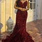 Mermaid Strapless Sparkly Velvet Sequin Prom Dresses