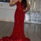 Mermaid Strapless Sparkly Velvet Sequin Prom Dresses
