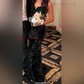 Mermaid Strapless Sparkly Velvet Sequin Prom Dresses