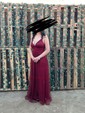 A-line V-neck Ruched Tulle Prom Dresses With Star