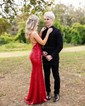 White Mermaid V-neck Sparkly Sequin Prom Dresses