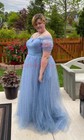 Red Ball Gown Off-the-shoulder Tulle Prom Dresses