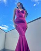 Red Mermaid Strapless Backless Satin Prom Dresses