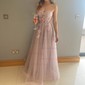 Ball Gown Strapless Tulle Prom Dresses With Appliques
