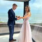 Ball Gown Strapless Tulle Prom Dresses With Appliques
