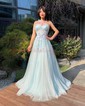 Ball Gown One Shoulder Tulle Prom Dresses With Appliques