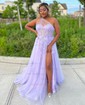 Ball Gown One Shoulder Tulle Prom Dresses With Appliques