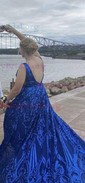 Ball Gown V-neck Lace Sparkly Prom Dresses