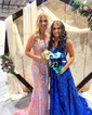 Ball Gown V-neck Lace Sparkly Prom Dresses