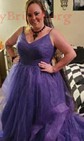 Ball Gown V-neck Tulle Ruffle Tiered Prom Dresses