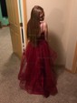 Ball Gown V-neck Tulle Ruffle Tiered Prom Dresses