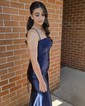 Sheath/Column Cowl Neck Silk-like Satin Floor-length Prom Dresses With Ruched