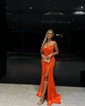 Mermaid V-neck Satin Prom Dresses With Ruched