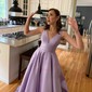 Ball Gown/Princess Sweep Train V-neck Satin Sleeveless Simple Prom Dress