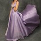 Ball Gown/Princess Sweep Train V-neck Satin Sleeveless Simple Prom Dress