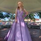 Ball Gown/Princess Sweep Train V-neck Satin Sleeveless Simple Prom Dress