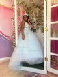 Ball Gown V-neck Floor-length Lace Tulle Prom Dresses With Floral