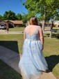 Ball Gown V-neck Floor-length Lace Tulle Prom Dresses With Floral