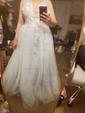 Ball Gown V-neck Floor-length Lace Tulle Prom Dresses With Floral
