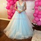 Ball Gown V-neck Floor-length Lace Tulle Prom Dresses With Floral