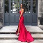 Red Mermaid Stretch Crepe Strapless Prom Dresses