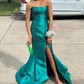 Red Mermaid Stretch Crepe Strapless Prom Dresses