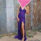 Mermaid V-neck Sparkly Velvet Sequin Prom Dresses With Fringe
