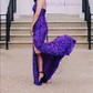 Mermaid V-neck Sparkly Velvet Sequin Prom Dresses With Fringe