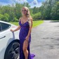 Mermaid V-neck Sparkly Velvet Sequin Prom Dresses With Fringe
