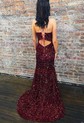 Sheath/Column V-neck Sparkly Velvet Sequin Prom Dresses
