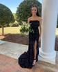 Sheath/Column Strapless Sparkly Velvet Sequin Prom Dresses